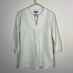 Patagonia Womens‎ Hempress Top Linen Blend Tunic Size 6 Hemp Blend Off White